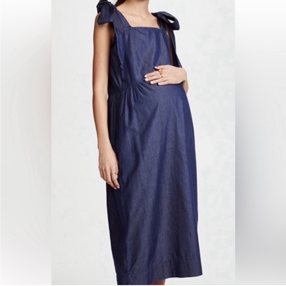 Hatch Kate Bow Tie Dress maternity denim sz1